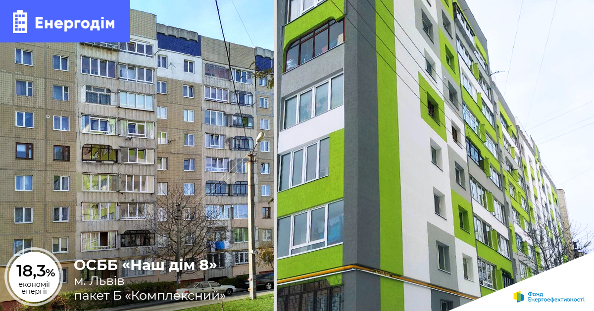 Як виглядає утеплена багатоповерхівка у Львові за програмою “Енергодім”: приклад ОСББ “Наш дім 8”